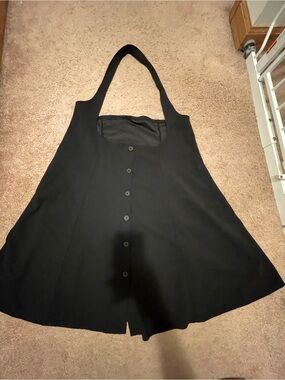 SHEIN Curve 1XL Black halter neck mini dress with button-up front
